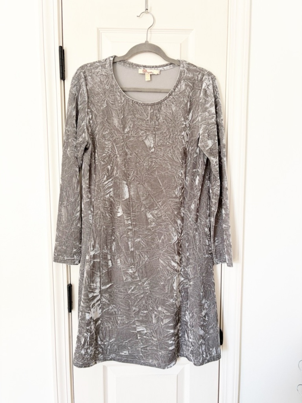 Aryeh Women's Large Gray Silver Crushed velvet swing dress